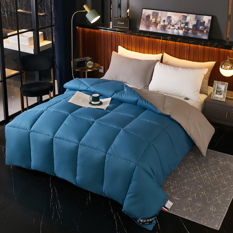 Útulná podzimní/zimní silná péřová přikrývka - Jednolůžková a dvoulůžková, Jednobarevná, Peří-hedvábné jádro