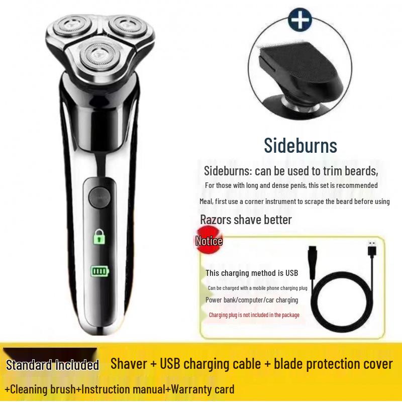 German Electric Shaver: 6-in-1 Multifunctional, Floating Triple Head, Waterproof Men's Beard Razor