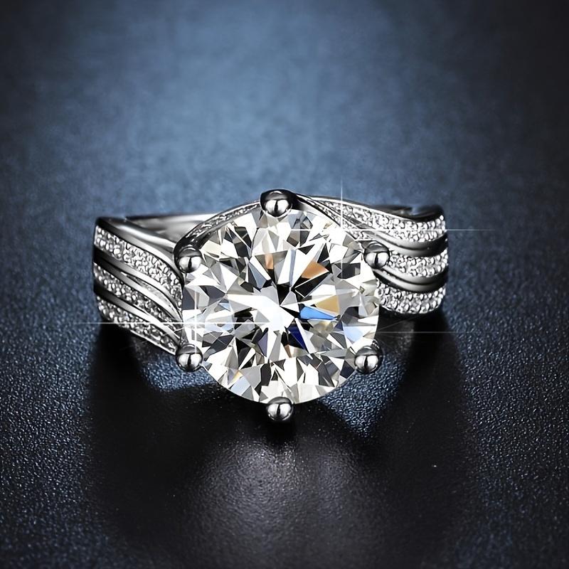 

Кольцо с регулируемой огранкой из сверкающего кубического циркония 5 карат, подарок на годовщину, предложение руки и сердца, изысканное кольцо с подарочной коробкой Opening Adjustable