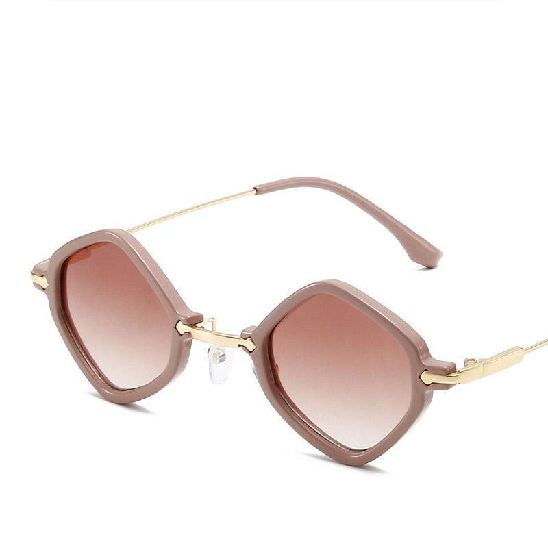 Unpolarisiert Neue Vintage Rhombus Punk Hip Hop Sonnenbrille Damen Koreanisch Quadratisch Kleiner Rahmen Metall Klein Persönlichkeit Verlauf Sonnenbrille Shades