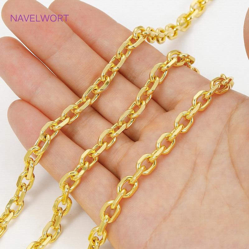 1 Meter 18K Gold Plated Brass Bulk Chains For Needlework,Decorative Chain For Jewellery,DIY Handmade Necklace Bracelet Finding