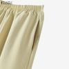 ZANZEA Damen Lässige Elastische Taille Lockere Cropped Hose