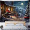 Santa Claus Tapestry, Christmas Tree Snow View Fireplace, Christmas Decoration, New Year Posters, Home Gifts, Room Wall Hanging