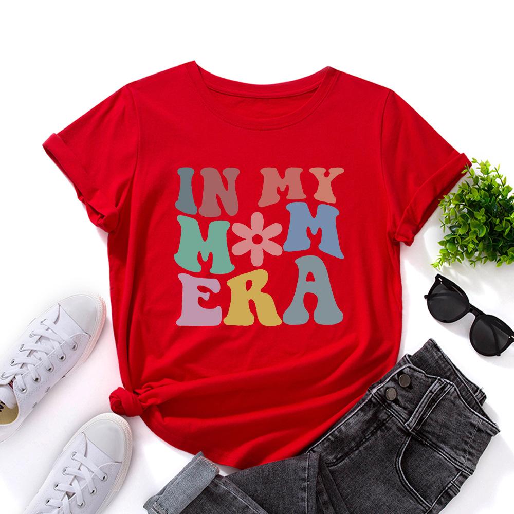 IN MY MOM Cotton T-Shirt Short Sleeve Round Neck Women 2d Print Tops