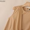 ZANZEA Women Casual Round Neck Solid Color Sleeveless Tank Tops