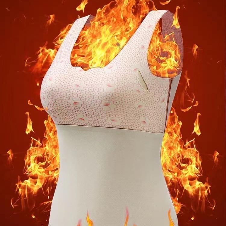 Autumn Winter De Velvet Thermal Vest Women Padded Shaping Thermal Underwear Sleeveless Vest with Chest Pads