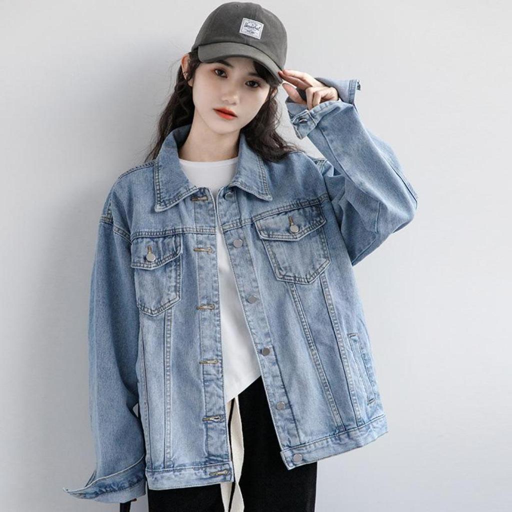 Frühling Neue Blaue Jeansjacke Damen Frühling und Herbst Freizeit Oberteil Bf Locker Jeansjacke