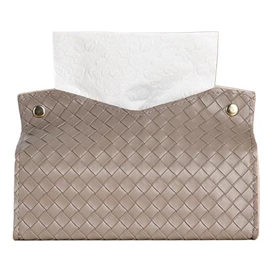 Tissue Box PU Leather Tissue Holder Smooth Dispensing Decorative Paper Towel Case Simple Style Organizer for Home Office Desktop