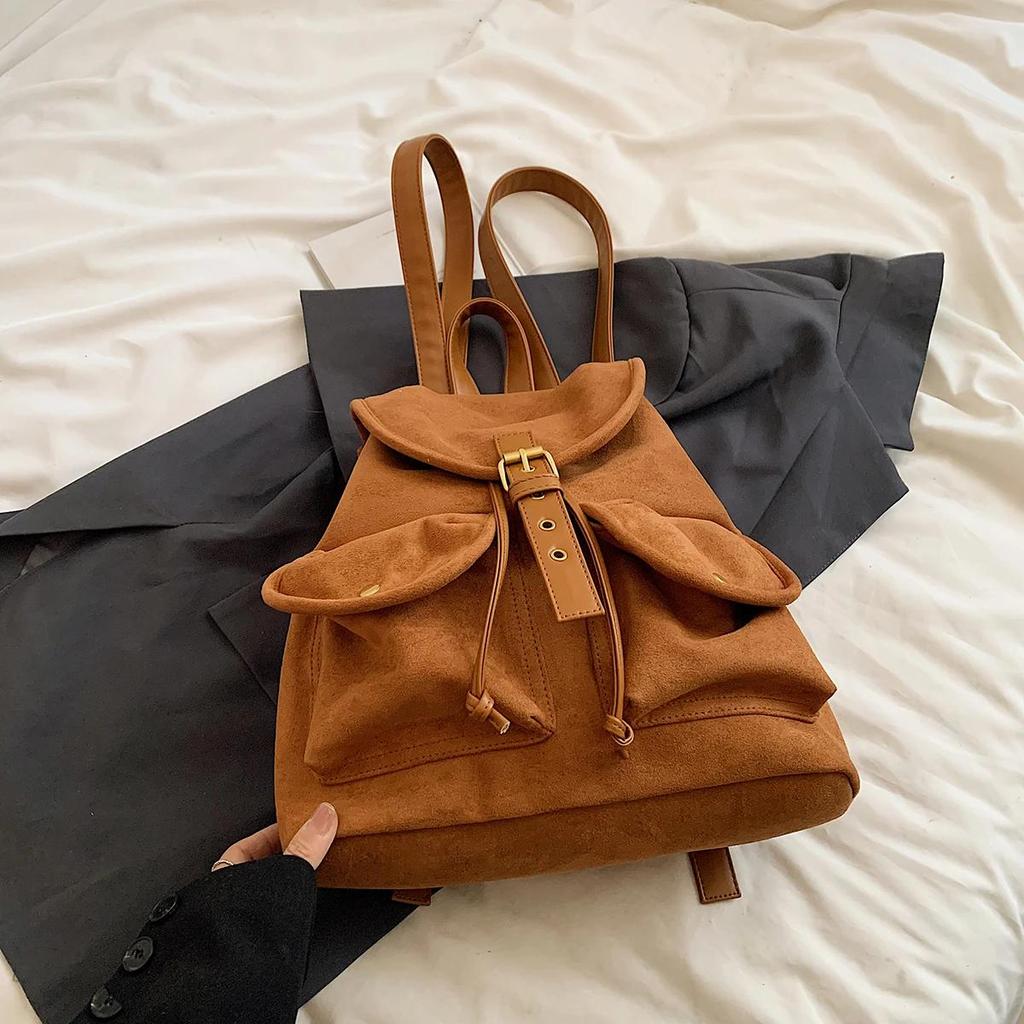 Damen Retro Kleine Doppeltaschen PU-Leder Rucksäcke 2026 Winter Y2K Retro Mode Rucksack Schulstudenten Rucksäcke