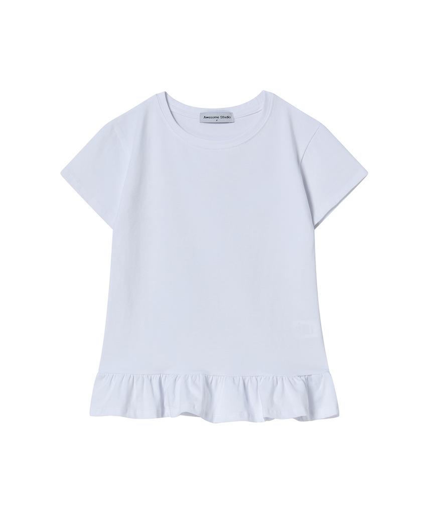 AWESOME STUDIO Frill Layered Short Sleeve T-Shirt White