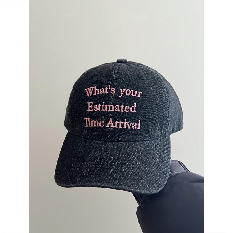 

Retro washed denim letter embroidered baseball cap women s big head circumference is enlarged and deepened to show the face small peaked cap Adjustable