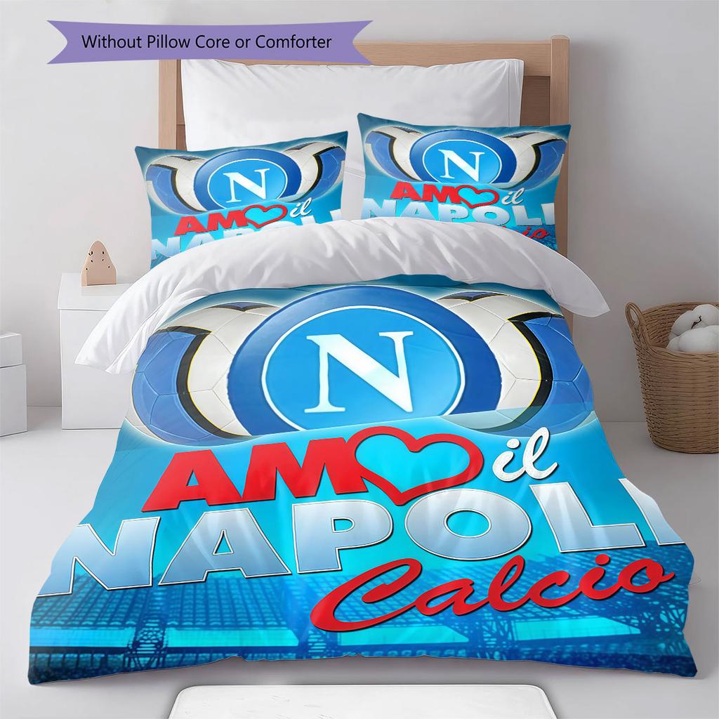 SSC Napoli Pattern Bedding,Quilt Set Quilt Cover Pillowcase Home Birthday Gift(1 * duvet cover + 2 * pillowcase, without core)