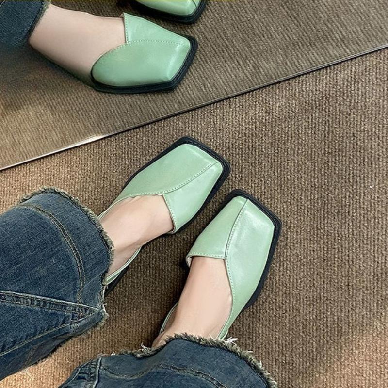 Square Toe Womens Flats Shallow Mouth Elegant Womens Sandals Fashion Vintage Party Shoes Elastic Band Women Shoes Luxury Zapatos
