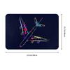 Neon Airplane Cross Design Doormat Dark Blue Background Printed Polyester Machine Washable Entrance Floor Mat