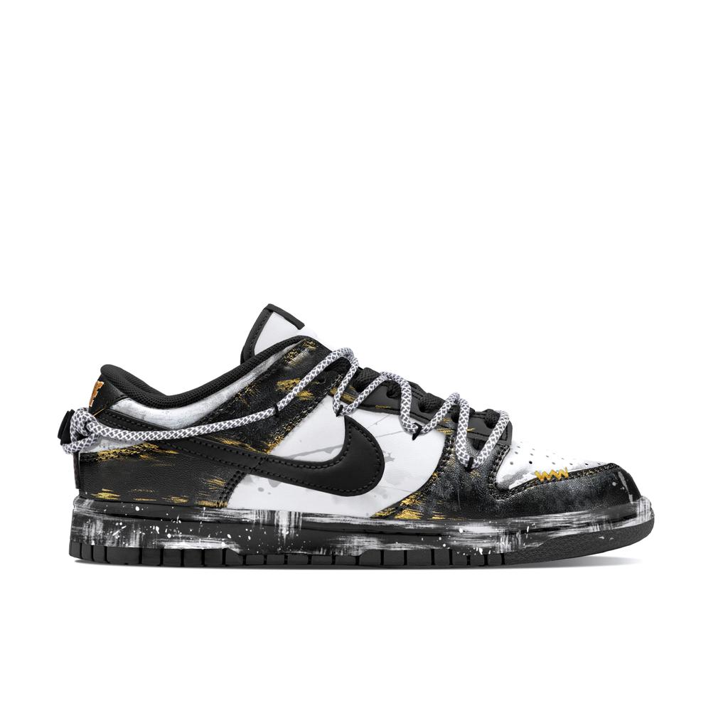 Nike Dunk Low Retro Mechanical Magic, Ink Power Horse Abrasion Resistant Low Top Skateboard Shoes Women's Black Gold DD1503-101(Team83-·)
