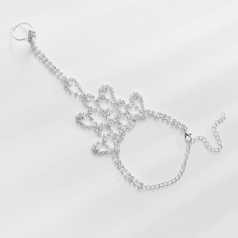 New personalized fashion jewelry jewelry diamond bracelet ring integrated chain women's mixed and matched back chain elegant and versatile
