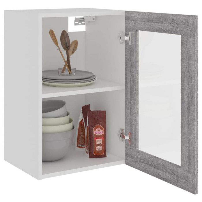 VidaXL Vitrine suspendue "Lyon" Gris Sonoma 40 x 31 x 60 cm Bois d'ingénierie 826346