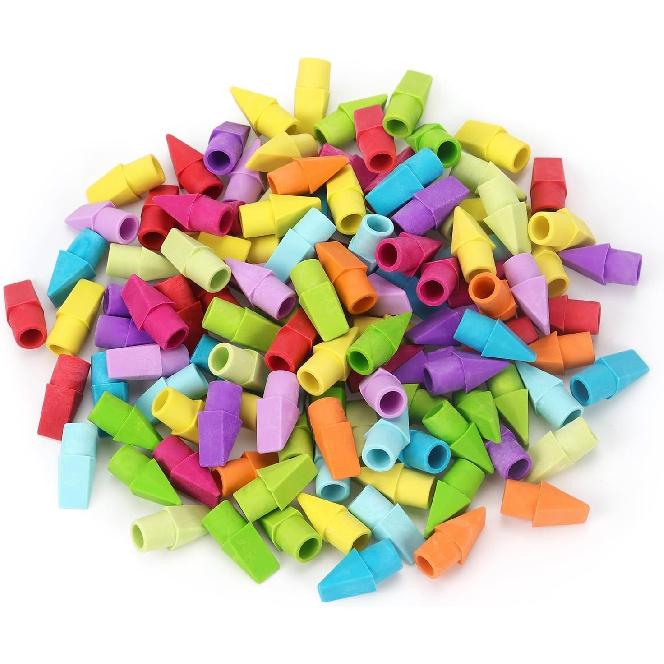 ZZTX Pencil Top Erasers, 120 Pack Eraser Caps Bulk, Erasers for Pencils, Eraser Toppers for Kids School Home Office, 11 Assorted Colors Erasers