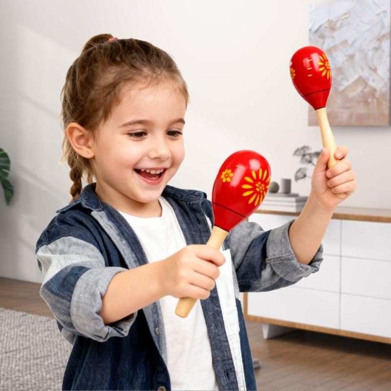Solid Hardwood Sand Hammer Wood Shaker Maracas Rattle Percussion Musical Instrument Educational Toy Hand Sand Hammer