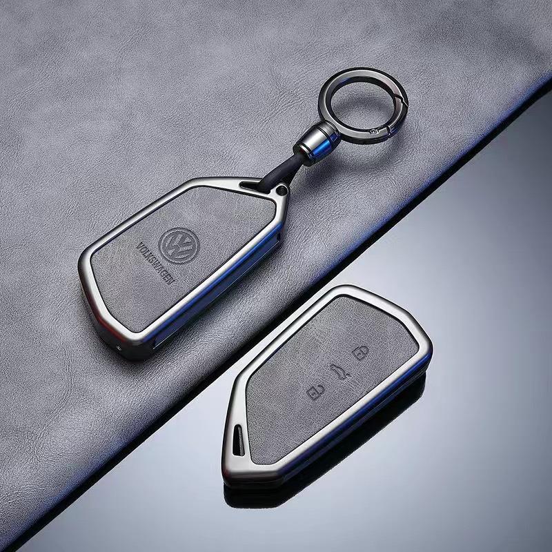 Valve Stems Caps Alloy Leather Car Key Case Full Cover Shell For VW Volkswagen ID.3 ID.4 Golf 8 2022 2023 MK8 Auto Keyless Keych P1