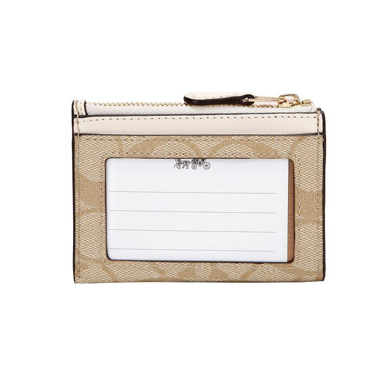 Coach Skinny 11 Monogram Coated Canvas Leather Clutch Wallet Mini Women Clutch Wallet White Khaki 88208-IMDQC