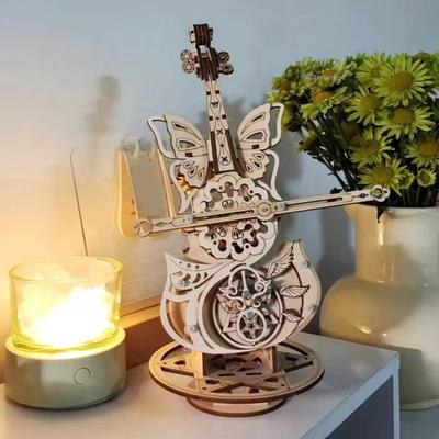 3D Puzzle Wooden Cello Model DIY Assembly Pinao Music Box Building Kits STEM Toys Crafts Gift for Adults Teens Kids