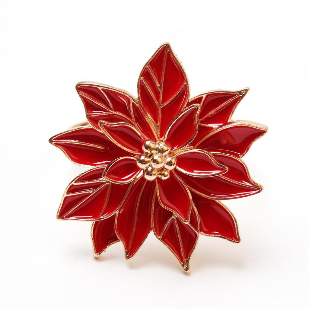 1Pc Napkin Rings Christmas Flowers Napkins Holder For Holiday Table Decoration Wholesale