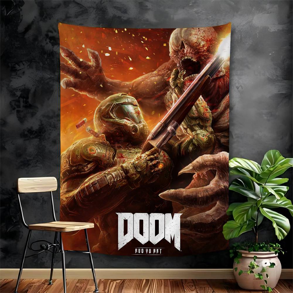 

Game ADOOMEternal Cartoon Tapestry For Living Room Home Dorm Decor INS Home Decor 74x94cm(29x37in)