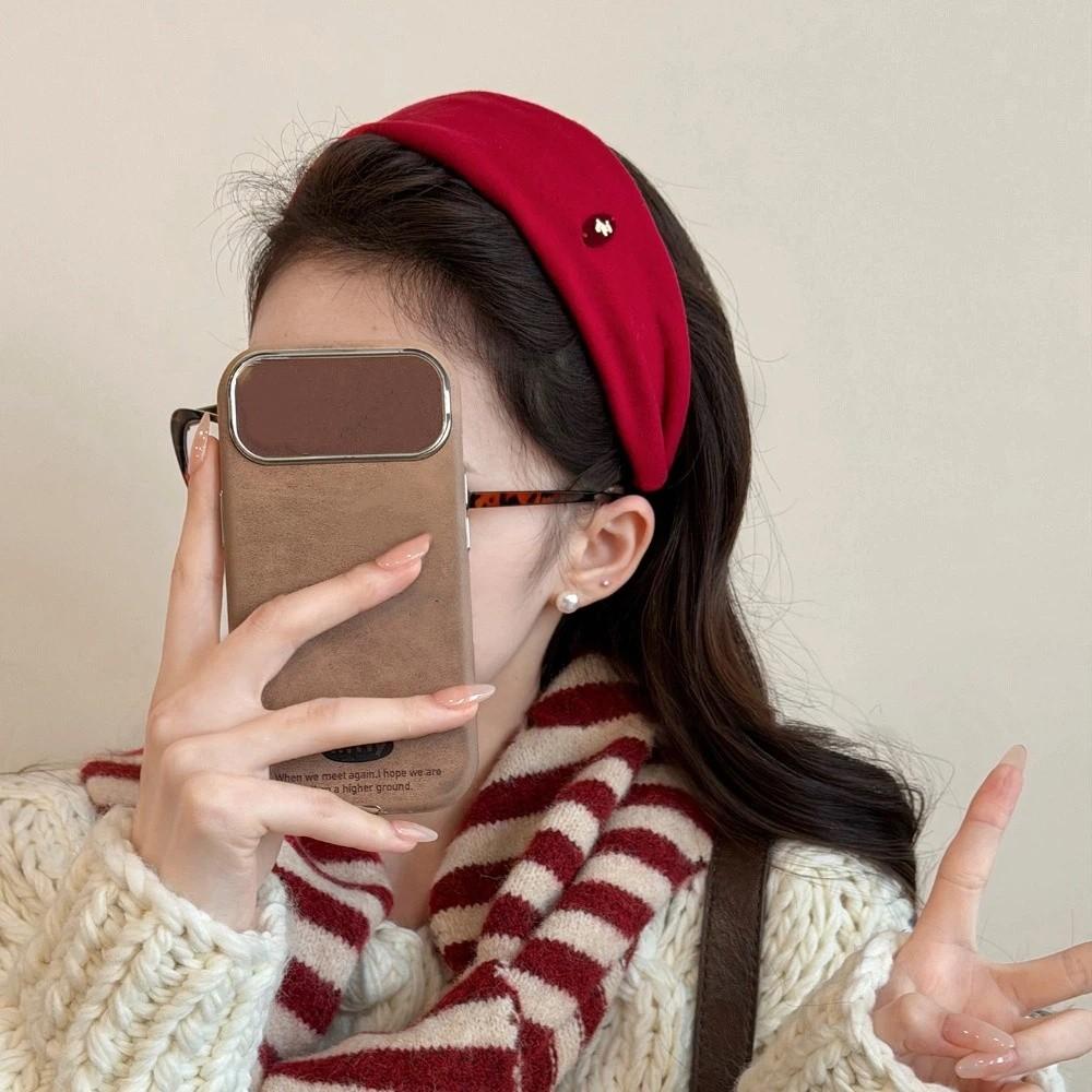 

BEPAN Hair Accessories Minimalist Wide Hair Hoop Solid Color Cloth New Year band Pony wear New Year piece Dress Up червоний