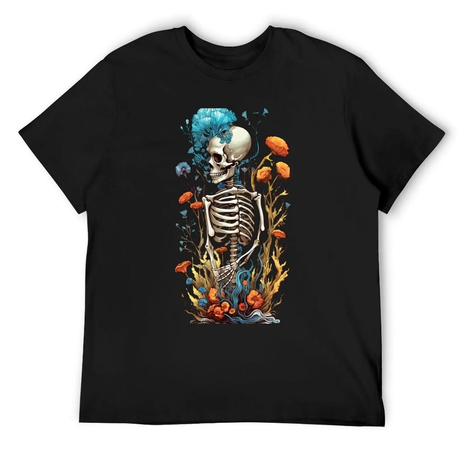 Bones and Botany human skeleton with Spring Botanicals T-Shirt S