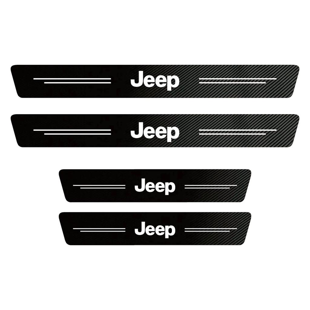 Dla Jeepa Wysokiej jakości Naklejka Ochronna na Próg Drzwi Samochodowych z Włókna Węglowego Dla Jeep Wrangler Grand Cherokee Compass Wagoneer Gladiato