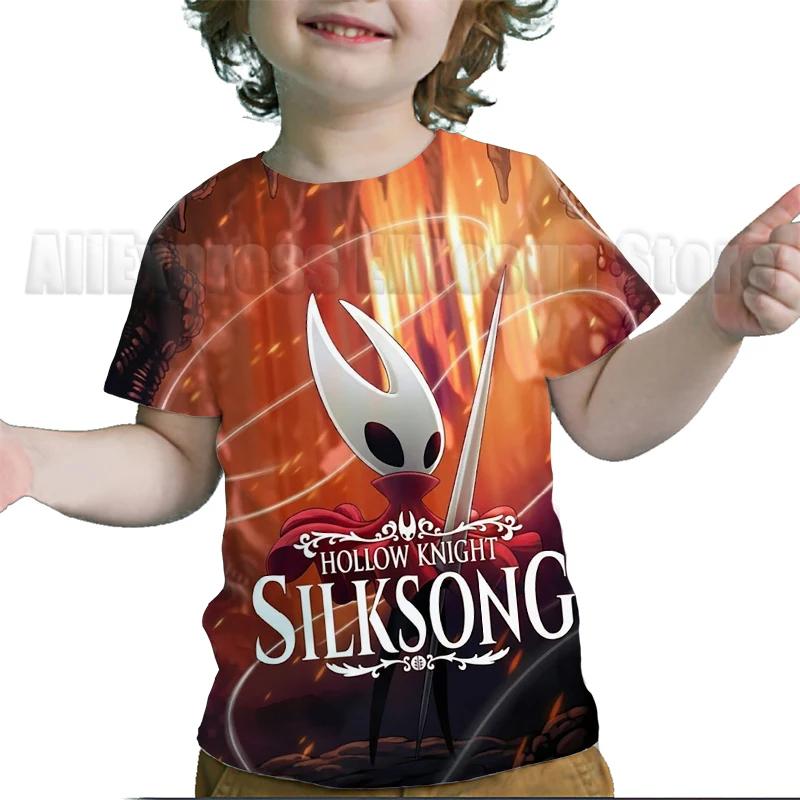 Kids Hollow Knight Silksong T-shirts Fridge Magnet Boys Girls T Shirts Child Cartoon Tshirt Camiseta Summer Toddler Tee Costume