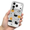 Black Cats with Balls Case for iphone 16 Plus XR XS Max 18 Pro Max 17 Pro 11 13 Air 15 12 14 Silver Glitter Crackle Background