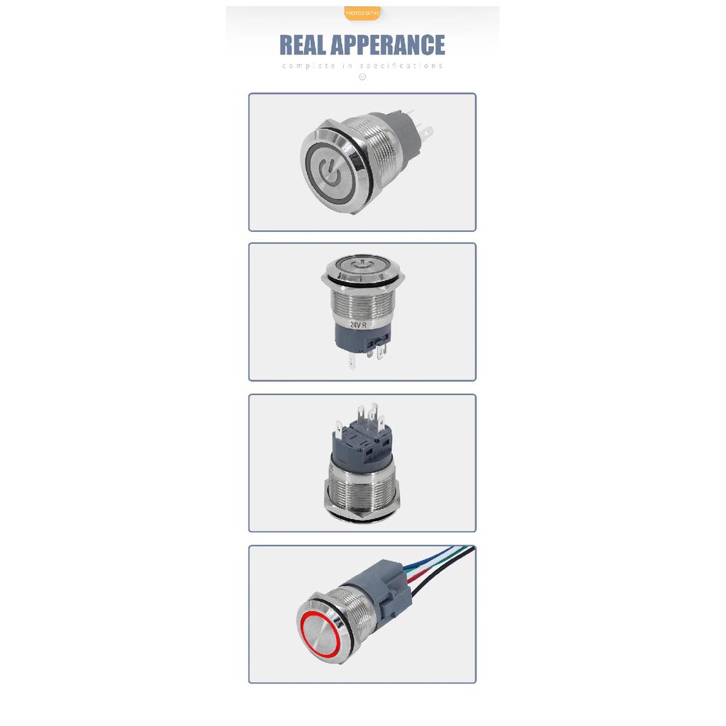 22mm Small Metal Button Latching Momentary Power Push Button Switch 3-6V/12V/24V/220V 5A for DIY Computer Car Panel Modification