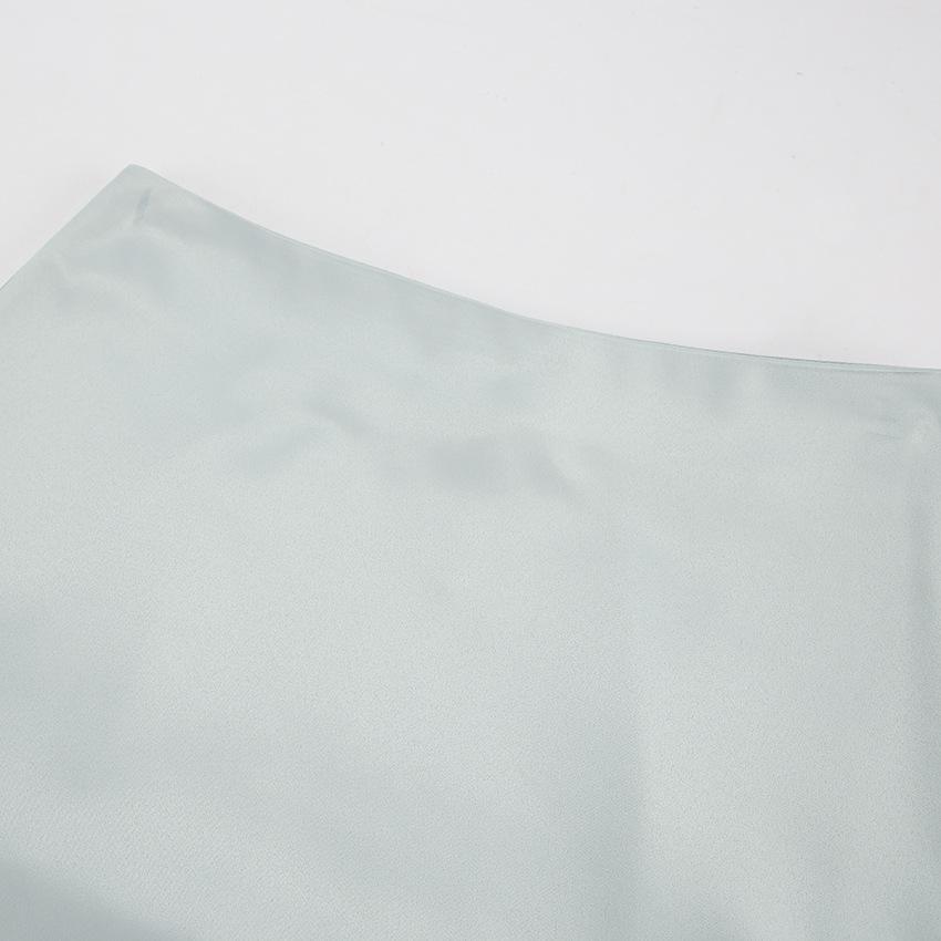 Elegant Grey Satin Skirts For Women Fashion Mid Waisted Slit Solid Skirts Casual New Loose Ankle-Length Skirt Streetwear