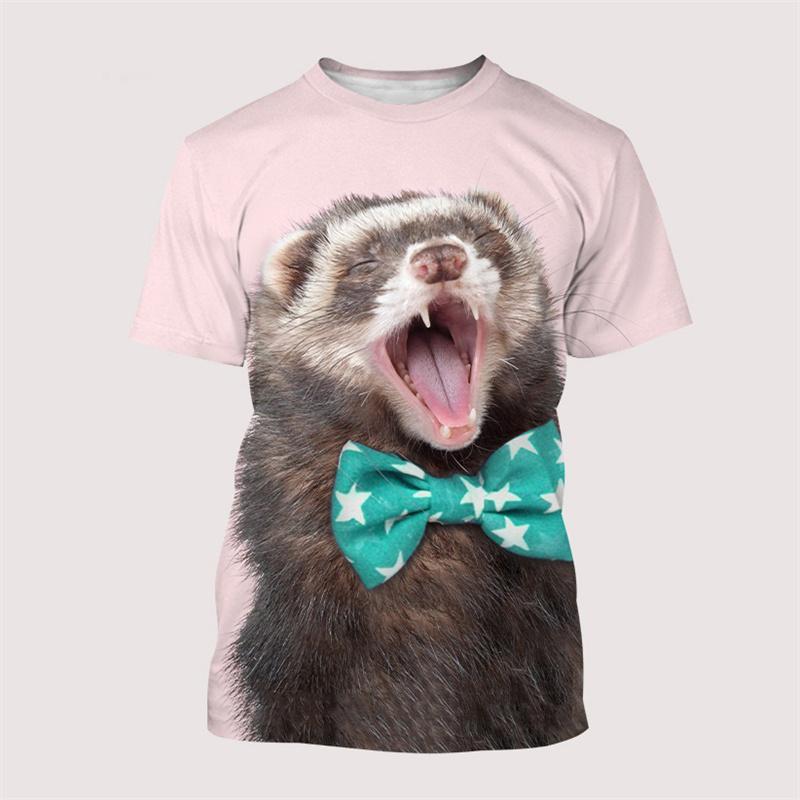 Cute Ferrets Pattern 3D Printed T-Shirt For Men Funny Animal Tees Summer Casual Short Sleeves Loose T Shirts Harajuku O-Neck Top