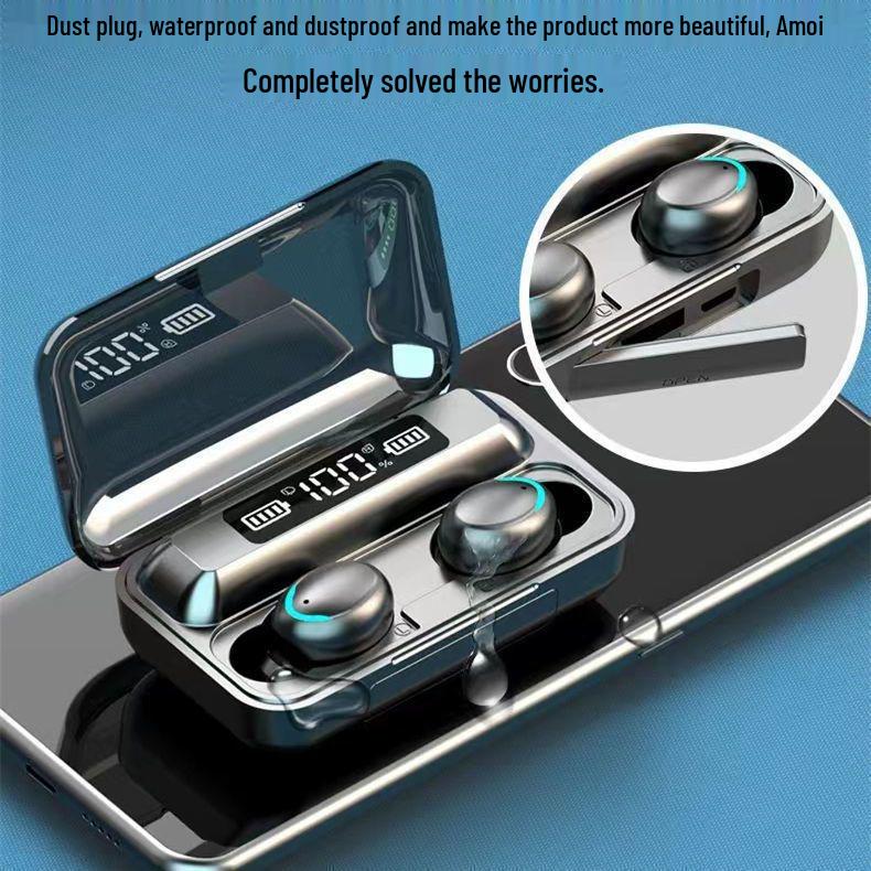 Cross-Border F9-5C Bluetooth Earbuds: Long Battery, Digital Display, Large Capacity, Sports In-Ear Design, Noise Cancelling.