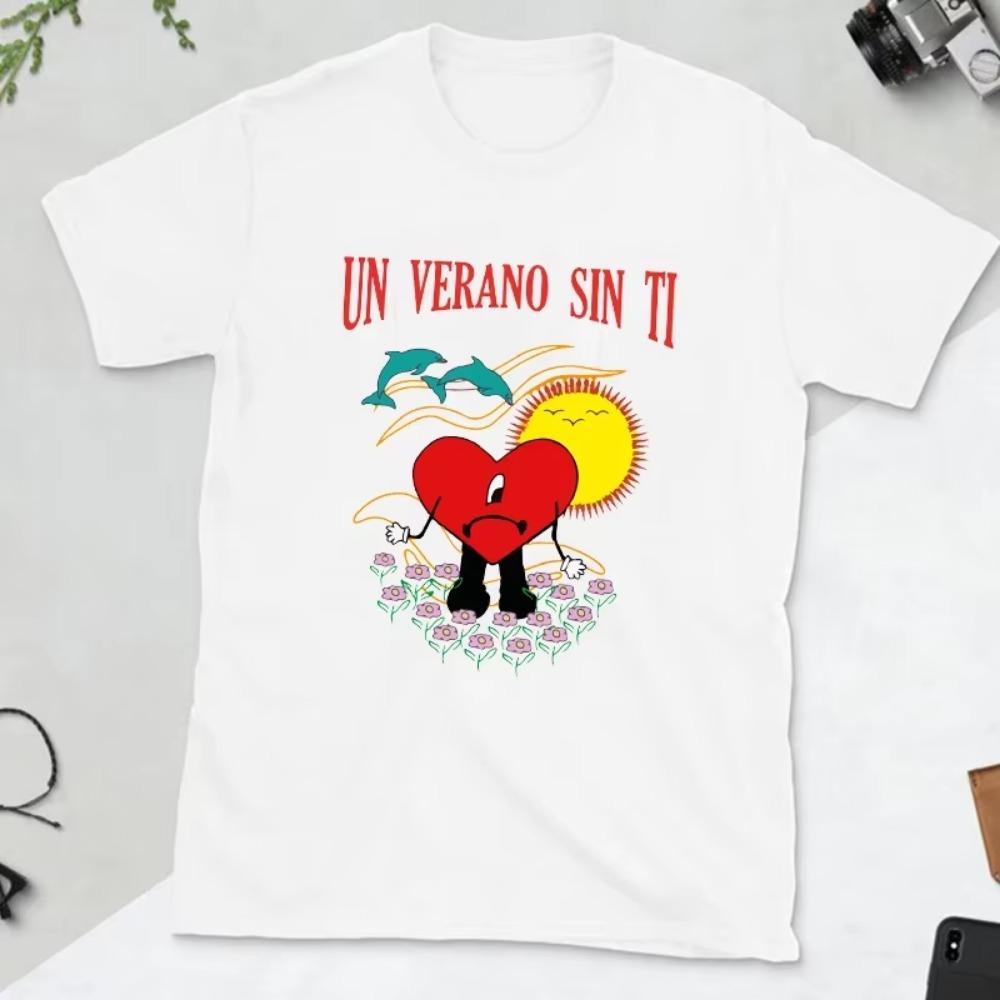 Bad Bunny Vtipný Potisk Harajuku Tričko Ženy Kawaii Vtipné Tričko 2022 Léto Volné Ležérní O-výstřih Pánské Denní Grafická Trička