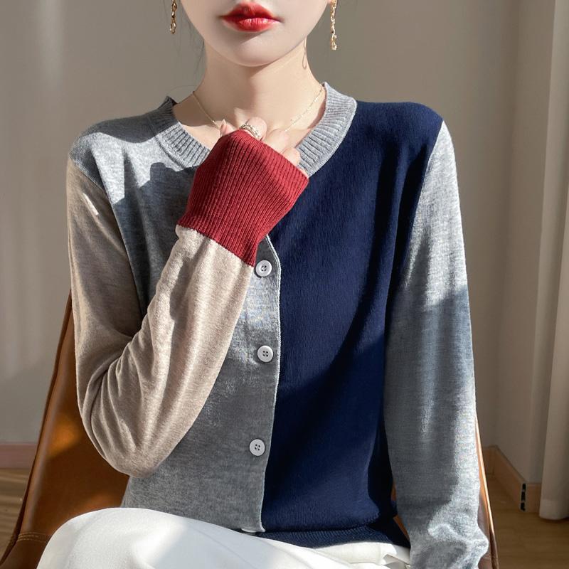 Women's Wool Pullover Qinghe Cashmere 50% Silk 50% Wool Spring and Summer Wool Soft, Comfortable and Warm