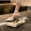 Fashion Summer 2025 New French Pointed Closed Toe High Heels Fashion Female Designer Luxury Shiny Rhinestone Sandals.
