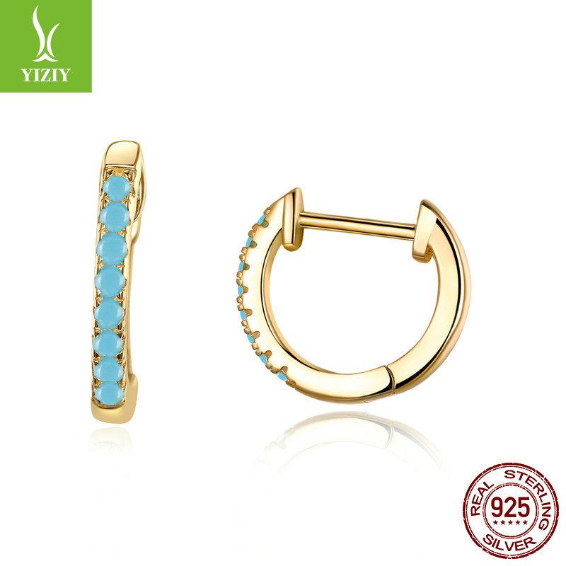 Kleine Kreise 925 Silber Ohrringe Schlichte Mode Vergoldet Echtes Gold Temperament Silber Stecker Sce498