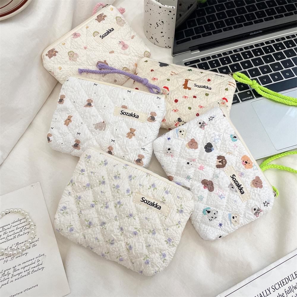 Floral Quilted Cotton Sanitary Napkin & Coin Storage Bag - Large Capacity, Soft, Cute Design