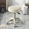 Taburete rodante con ruedas Cuero sintético Cojín suave Altura ajustable Giro de 360 grados Sin brazos Sin respaldo Dibujo Trabajo SPA Salón Bar Cafetería Oficina en casa