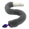 80Cm Long Grey White Fox Tail Cosplay Anal Butt Plug  Pet Play Butt Plug Tails