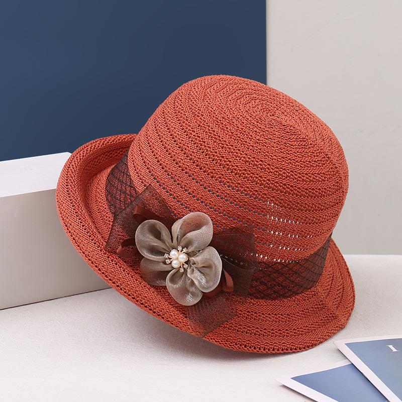 New Spring/Summer Knitted Hat Flower Sunshade Breathable Fisherman's Hat Foldable Fashion Hollow Small Pot Hat