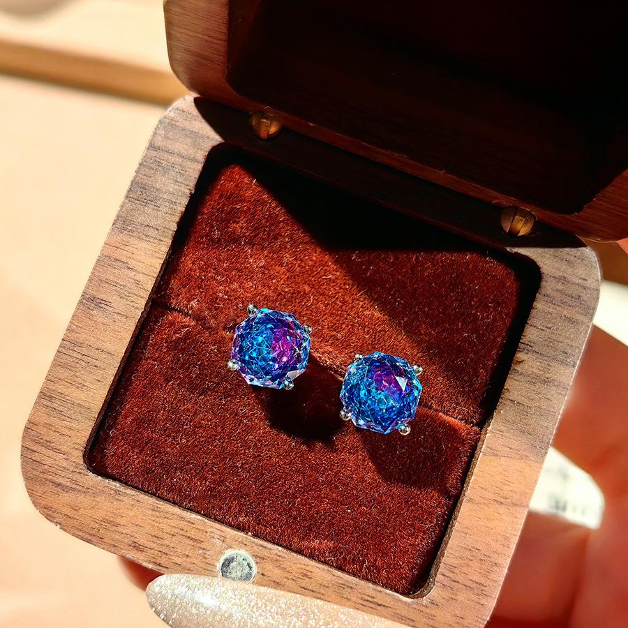 Octagonal Millennium Rose Cut Paraiba Necklace Pendant With High Carbon Diamond Colorful Diamond Stud Earrings Yellow Diamond Ring Women