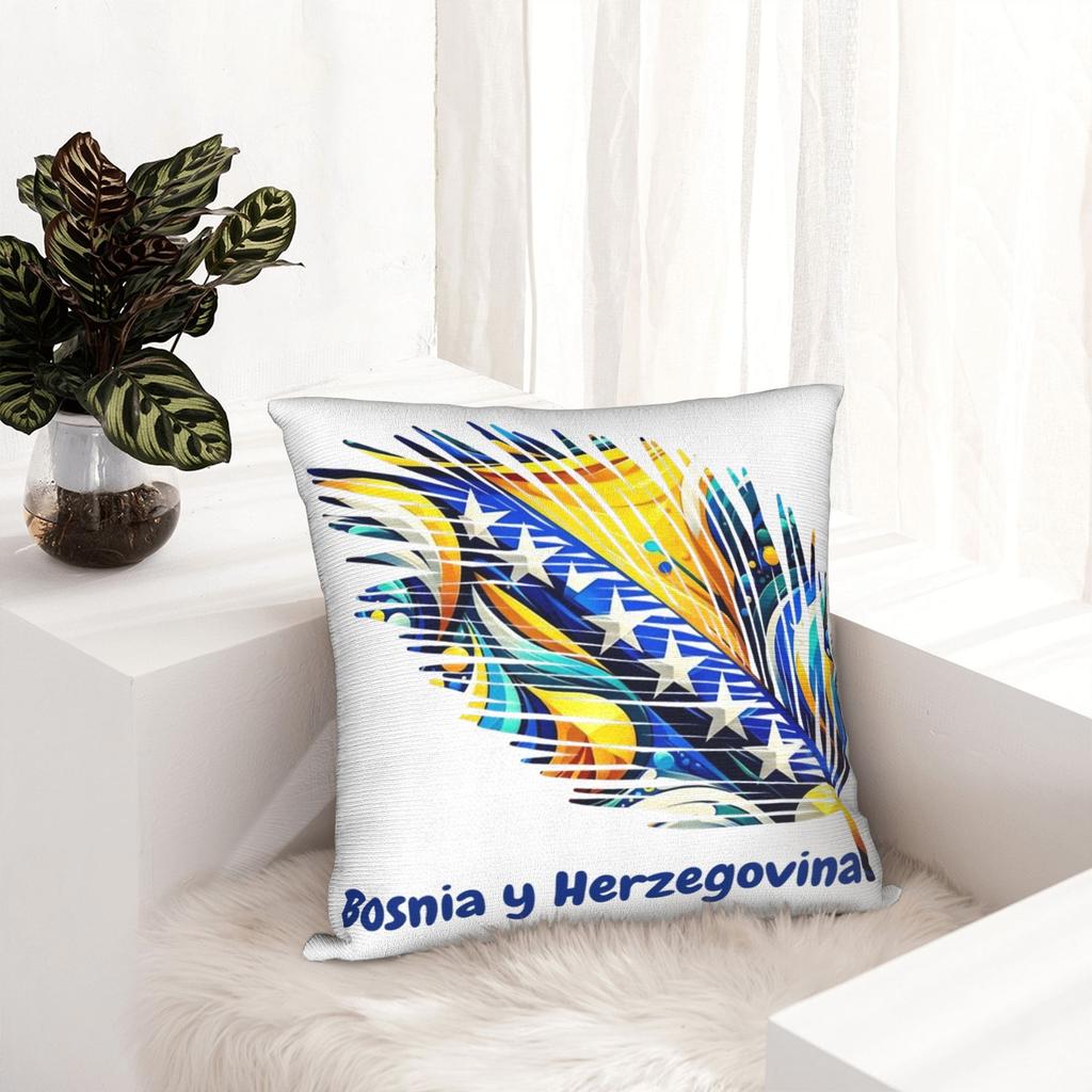 Decorative Pillowcase Bosnia and Herzegovina Flag Merchandise Home Throw Pillow Case Cover Zippered Multi-Size