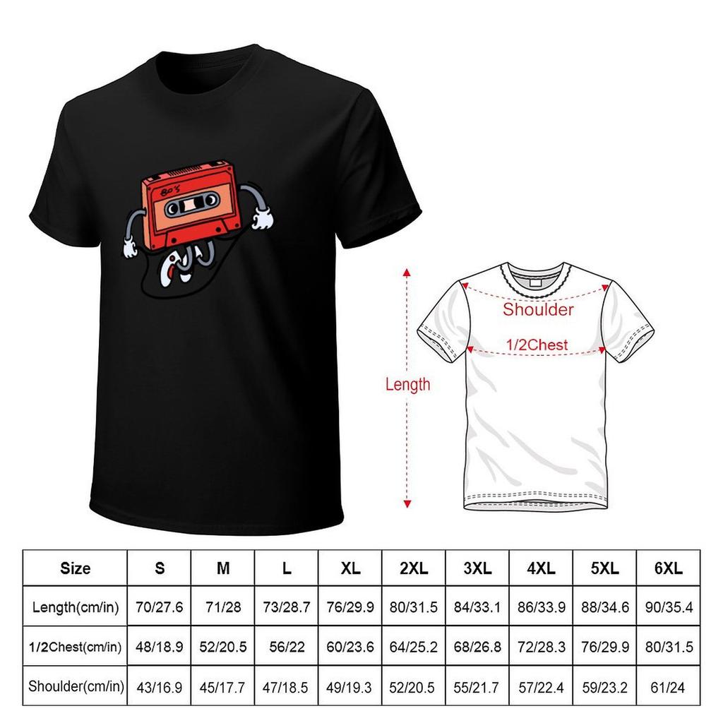 Tape Cassette character skipping over the tape TShirt vintage graphic tee croswit shirt man mens tall t shirts