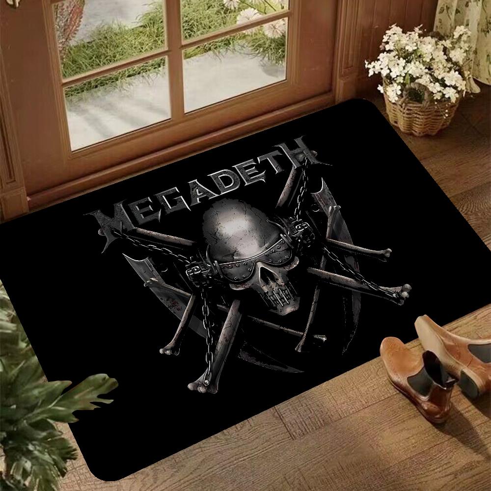 M-Megadeth Band Floor Mat INS Style Soft Bedroom Floor House Laundry Room Mat Anti-skid Bedside Area Rugs