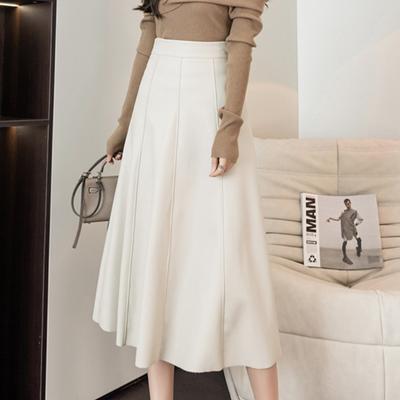 Kunstlederröcke für Frauen Reißverschluss Plissee Chic Casual Loose Röcke Herbst Winter Neue Mode Hohe Taille Weibliche Röcke